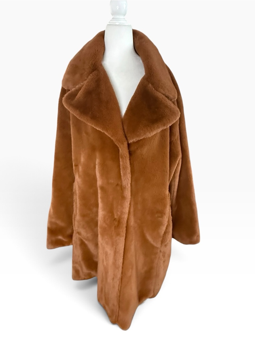 Badgley Mischka Camel Brown Faux Fur Teddy Coat